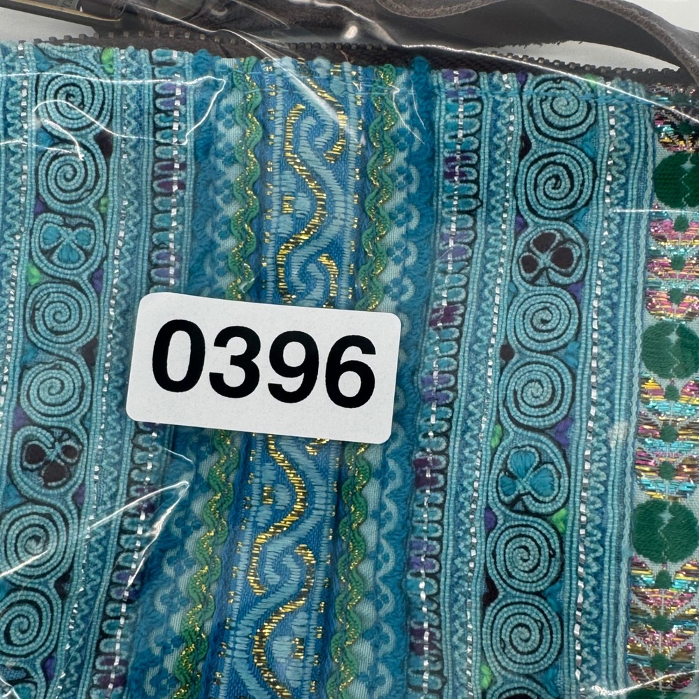 JADEtribe Embroidered Tribal Wristlet Clutch Turquoise Blue Gold Thailand Boho - Picture 6 of 6